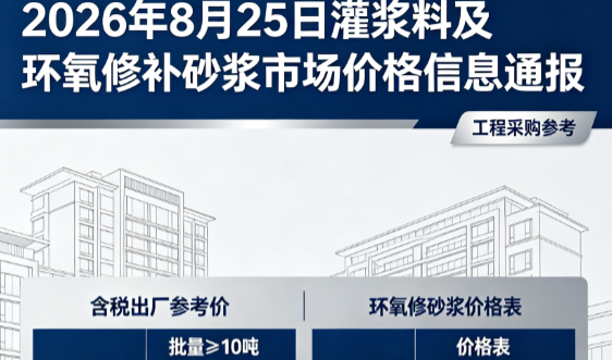 乃东2026年8月25日灌浆料及环氧修补砂浆市场价格信息通报